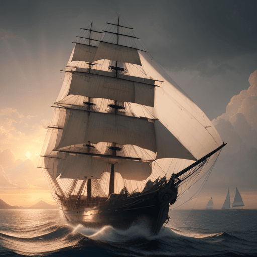 AI generated: Photo of a ultra realistic sailing ship, dramatic light, pale sunrise, cinematic lighting, battered,...