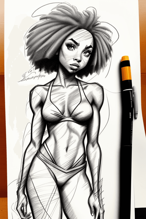 AI generated: Logan Browning, ((amateur) scribble sketch), (smudges) on paper, (faded lines)