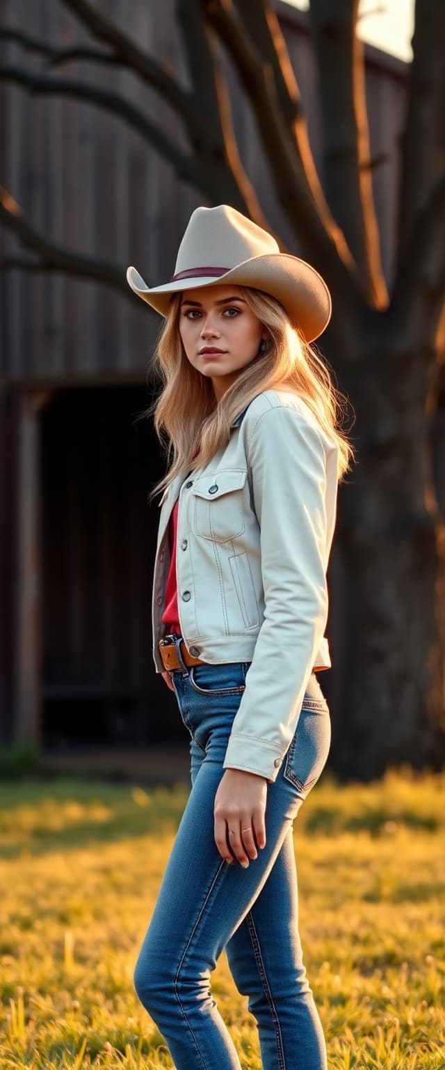 AI generated: "High resolution, full-body vertical portrait, Sony A1, 75mm lens, cinematic style, warm golden hour...