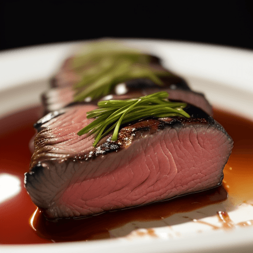 AI generated: Capture a close-up shot of a mouth-watering sliced beef medium rare barbeque , exuding tempting allu...