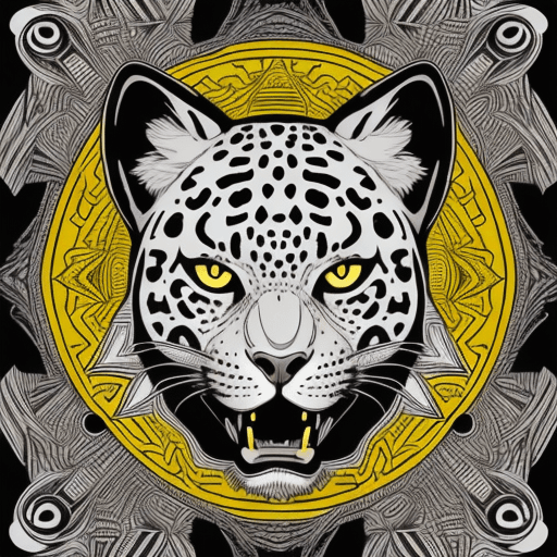 AI generated: A detailed vector illustration of a jaguar head with symmetrical perspective, in the style of a taro...