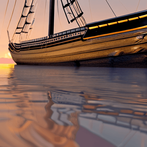 AI generated: Photo of a ultra realistic sailing ship, dramatic light, pale sunrise, cinematic lighting, battered,...