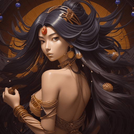 AI generated: yugioh card art for İn this captivating image, the Kanawa Tsugi styles Wood woman takes center stage...