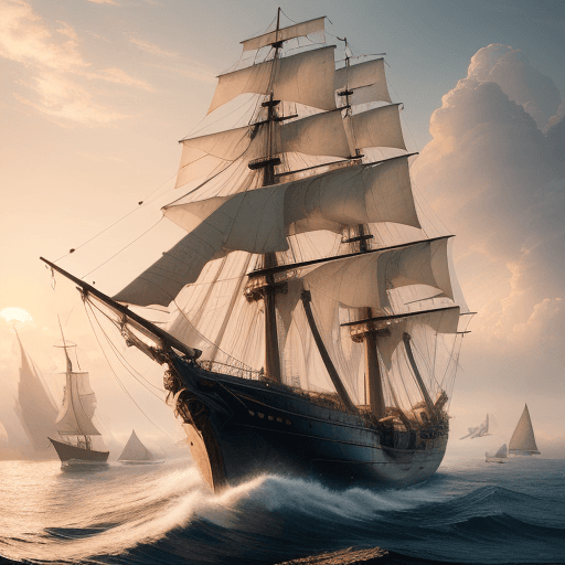 AI generated: Photo of a ultra realistic sailing ship, dramatic light, pale sunrise, cinematic lighting, battered,...