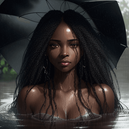 AI generated: An exquisite portrait of an African American woman with fair skin and a realistic straight hair bath...