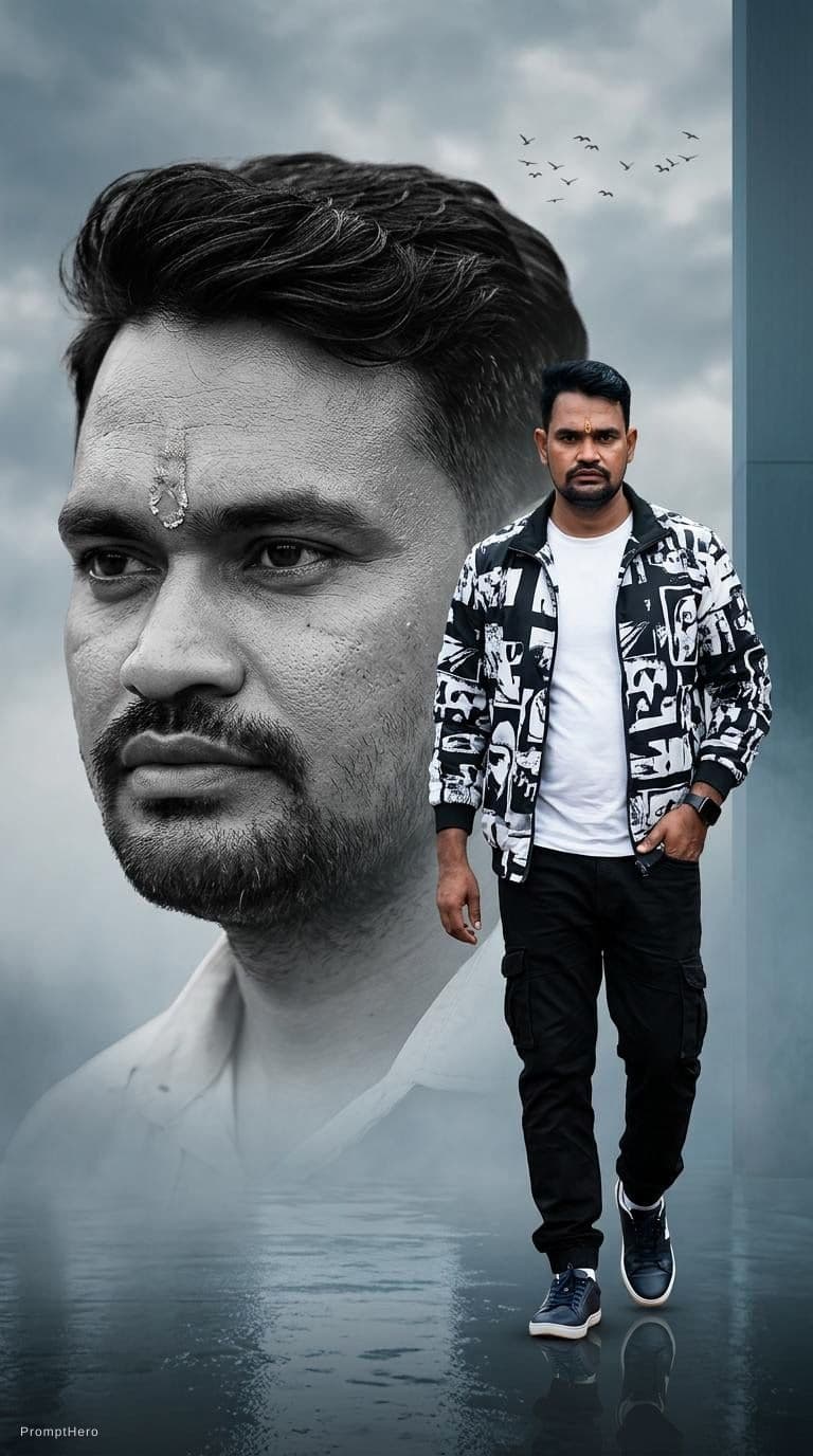 AI generated: Generate an utra-realistic cinematic poster of the uploaded handsome man with stylish wavy and well ...