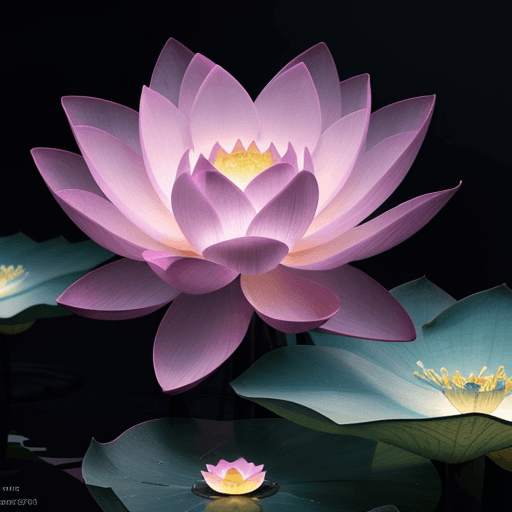 AI generated: A award winning photo of a lotus flower, sparkling, bioluminescence, vibrant, 8k, soft light, trendi...