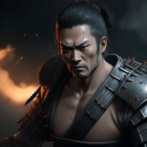 AI generated: One-piece hyper-realistic character design, OF A SAMURAI, fog, photorealistic, octane rendering, unr...