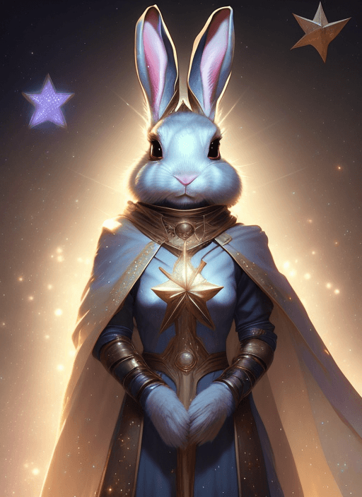 AI generated: cleric rabbit with a shroud of stars, ultra realistic, concept art, intricate details, eerie, highly...
