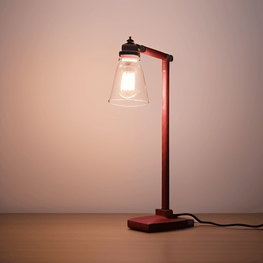 AI generated: photography, simple photo, lamp, burgundy, Nikon Z7 II, NIKKOR Z 50mm f/1.8 S lens, clear shutter co...