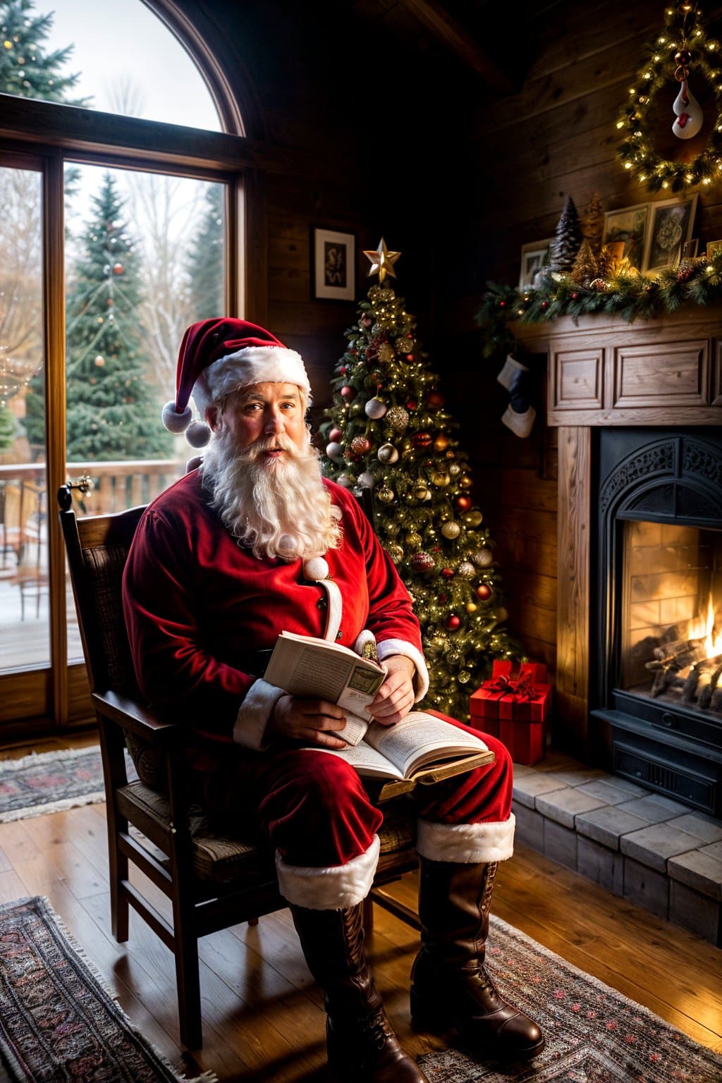 AI generated: Hyper realistic Russian Santa Claus, with a happy, bright face, beautiful eyes, sweet and tender loo...