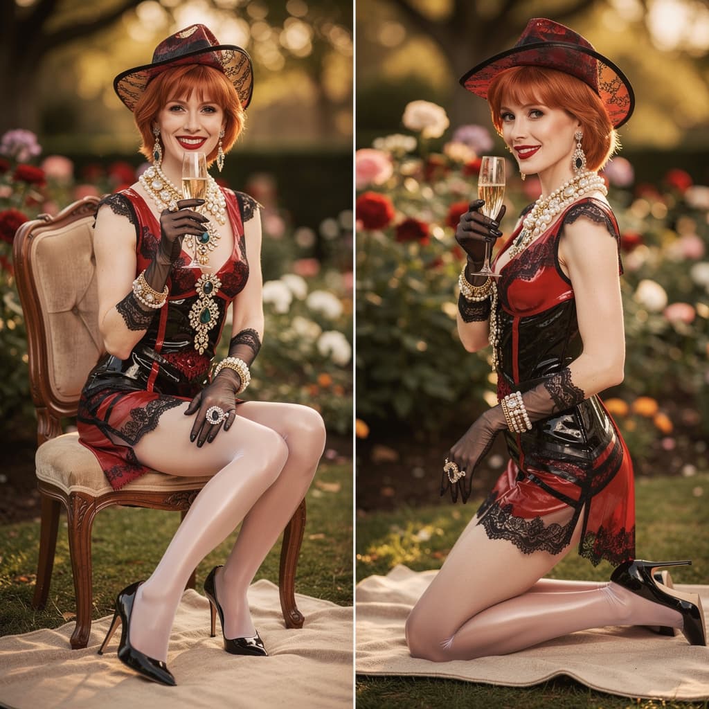 AI generated: In a playboy magazine: in a beautiful garden, A very provocative professional playboy magazine photo...