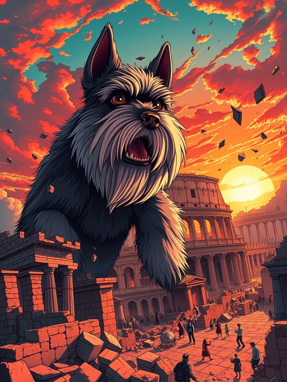 AI generated: Miniature Schnauzer takes over Rome. 