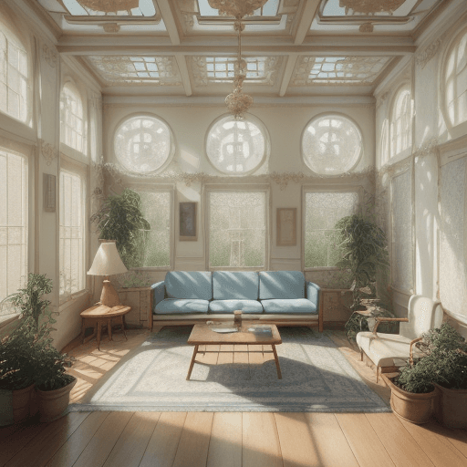 AI generated: High resolution photography interior design, dreamy sunken living room conversation pit, wooden floo...