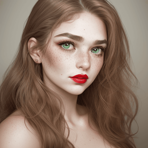AI generated: A detailed portrait of a woman with a neutral expression, facing the camera head-on. She has light b...