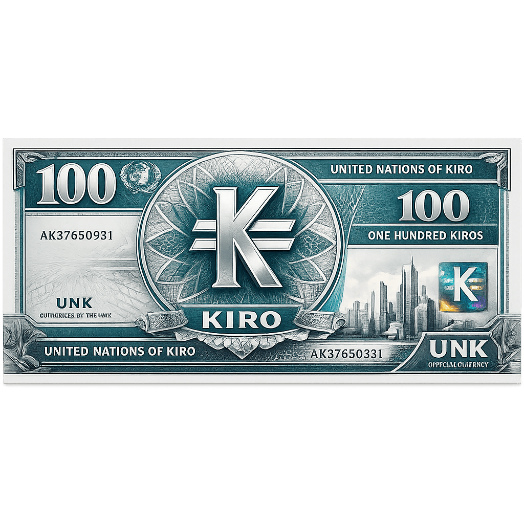 AI generated: Create a bill with the symbol that looks like a "K" with two horizontal lines crossed through it wit...