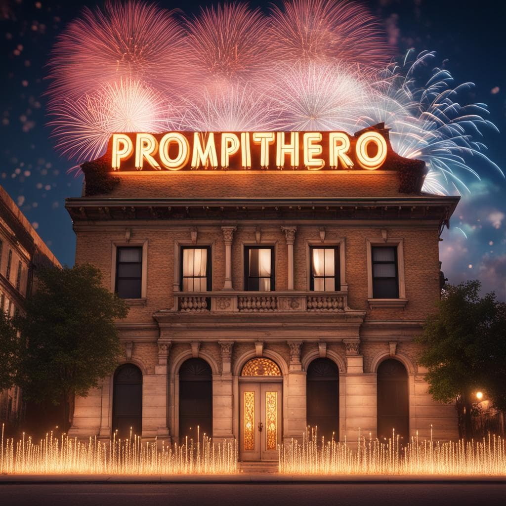 AI generated: text (((("PromptHero")))), clear text, readable text, as a text near a building, highly detailed, in...