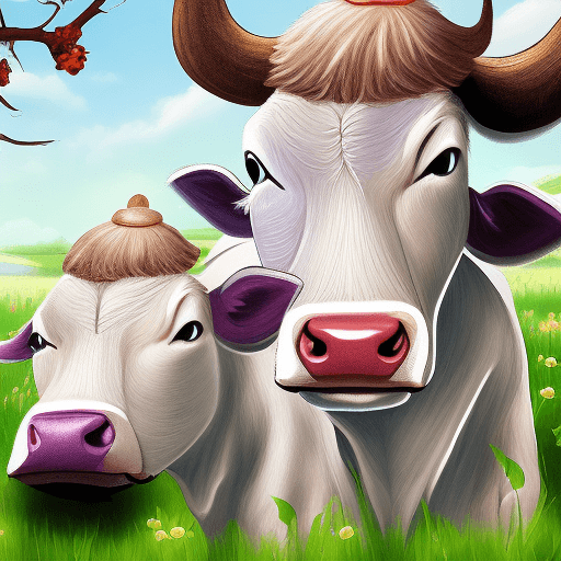 AI generated: cow cartoon game art white backround