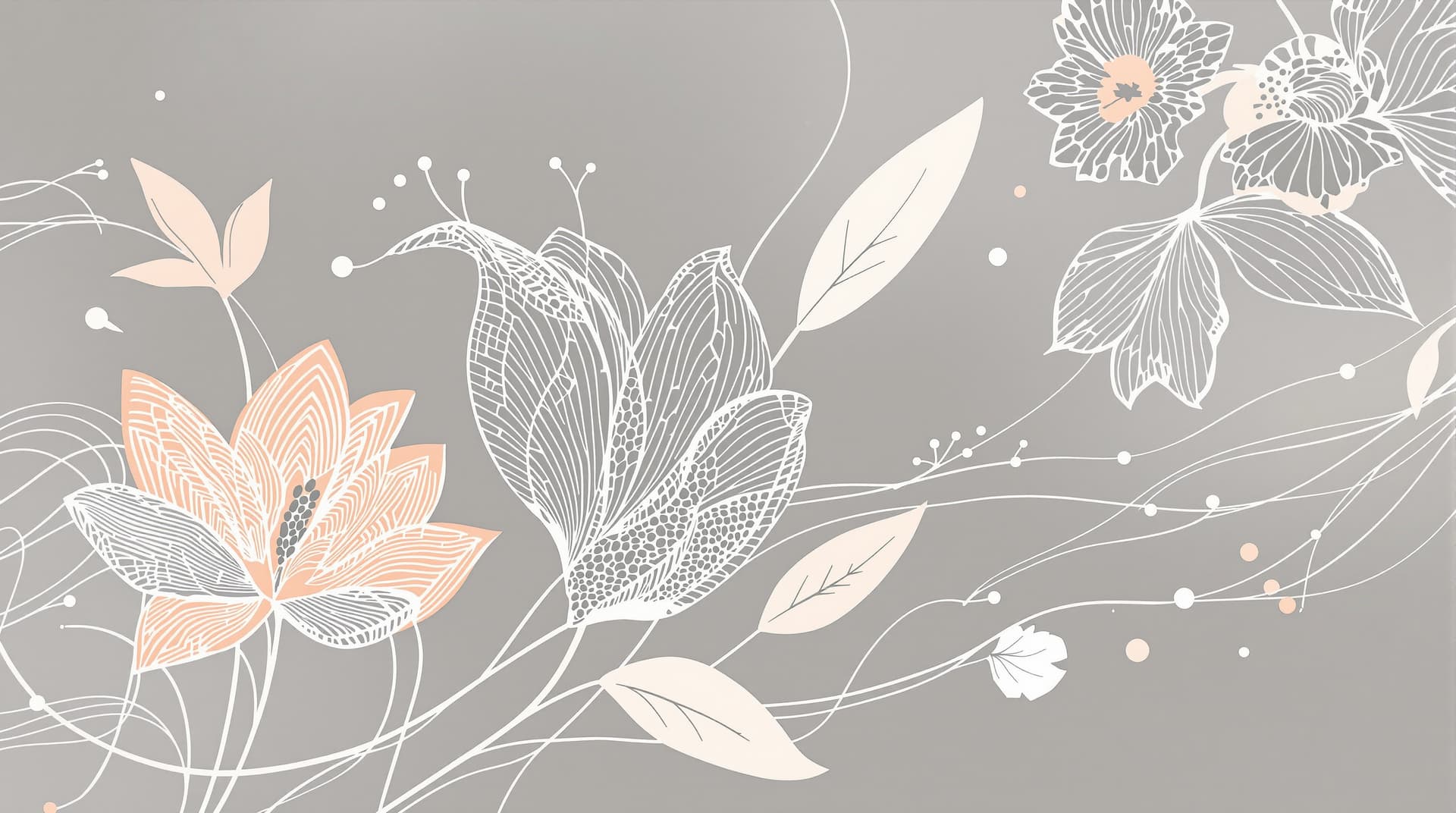 AI generated:  Image is a digital artwork featuring a stylized, monochromatic floral design. The composition is ce...