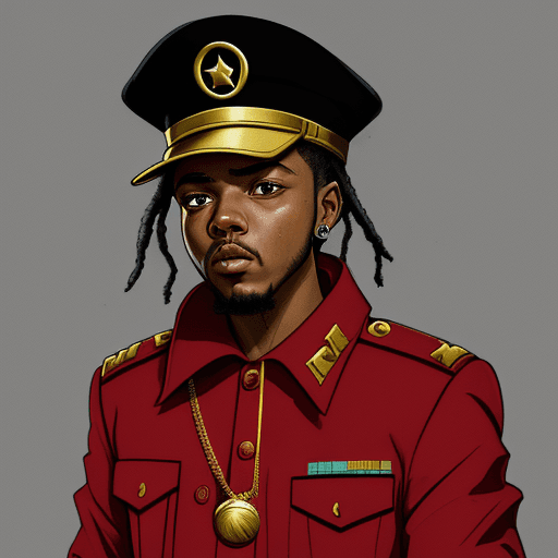 AI generated: Rapper kendrick lamar dressed up like a general, cartoon