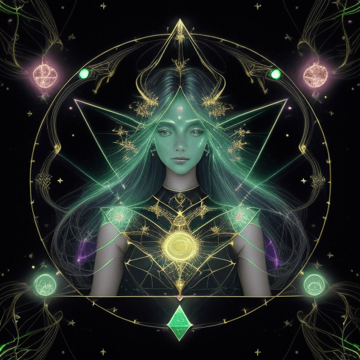 AI generated: "Portrait of star sign saggitarius,hi-fructose,holographic,symmetric features,electric listening to ...