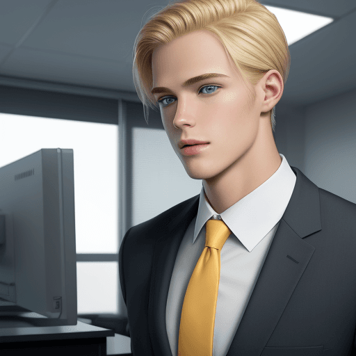 AI generated: ultra realistic photo of a male, blonde IT professional in a suite with tie