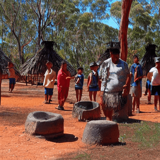 AI generated: Australian Aboriginal village