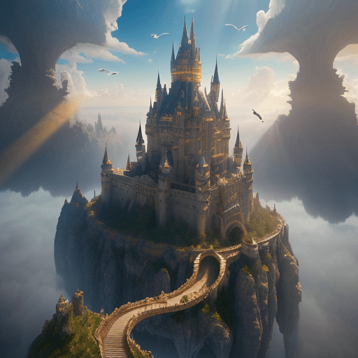 AI generated: "majestic professional quality surreal 3D cinematic castle in the clouds, floating in sky, dreamlike...
