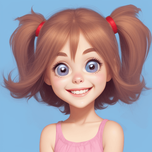 AI generated: background image, Cartoon girl smiling, cute, big beautiful eyes