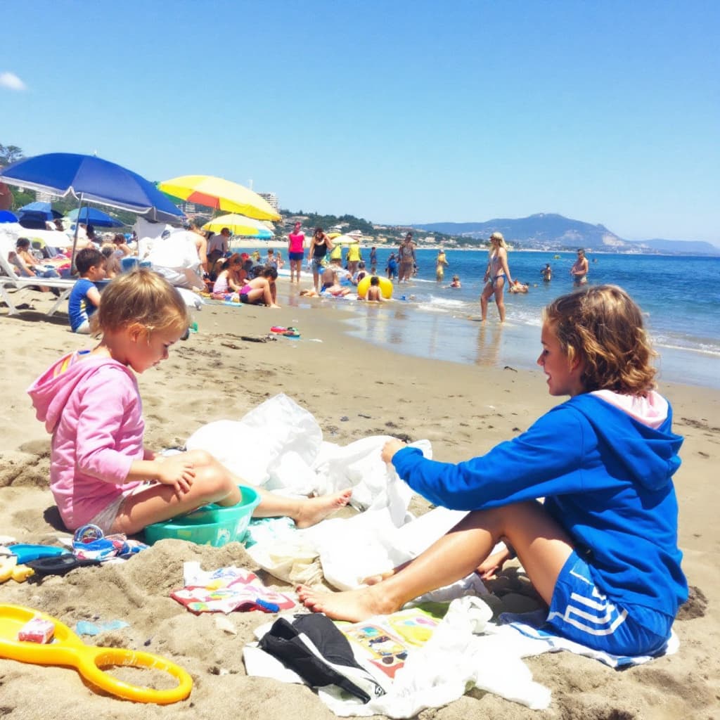 AI generated: bambini estate spiaggia gioco

