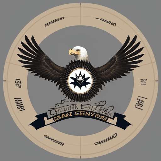 AI generated: a circular logo that features jet engine fan blades and the words CIMA and an eagle head integrated ...