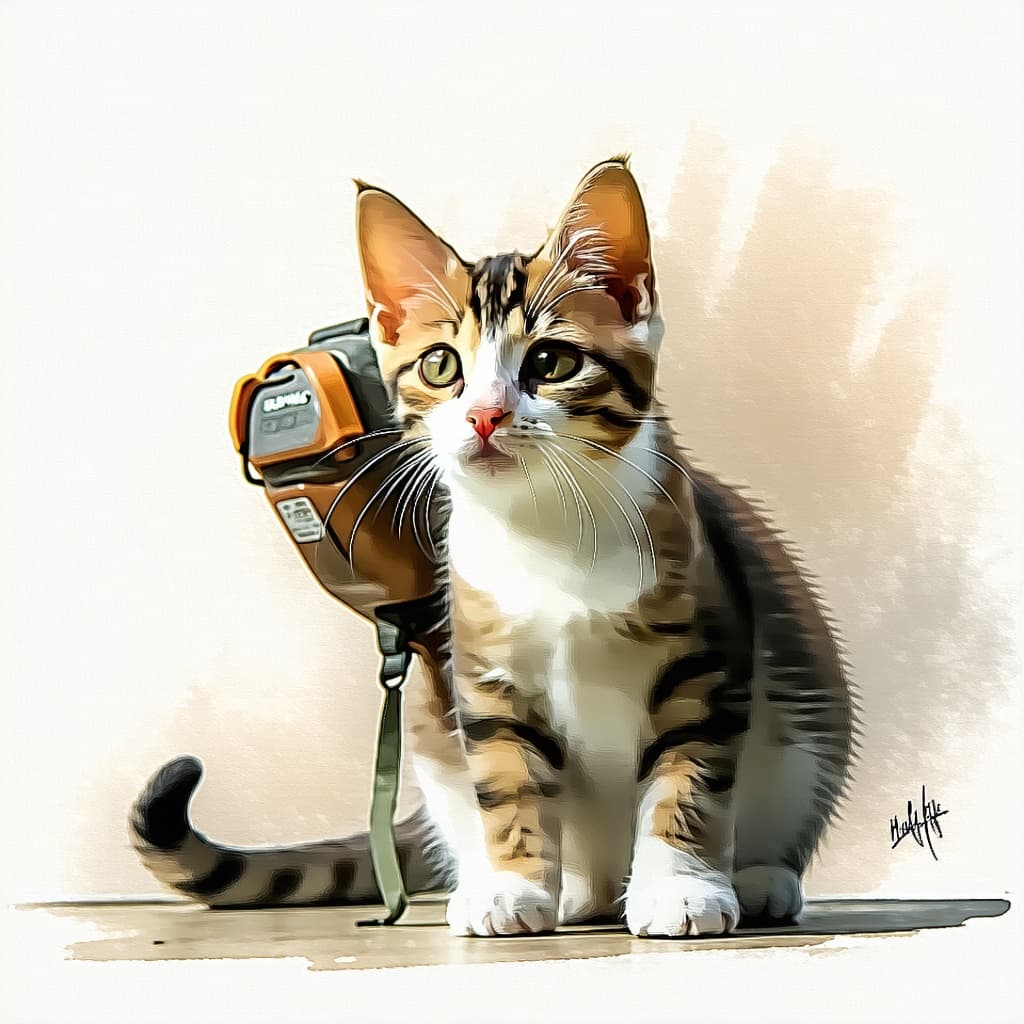 AI generated: Digital Painting in Storybook Style of a cat 