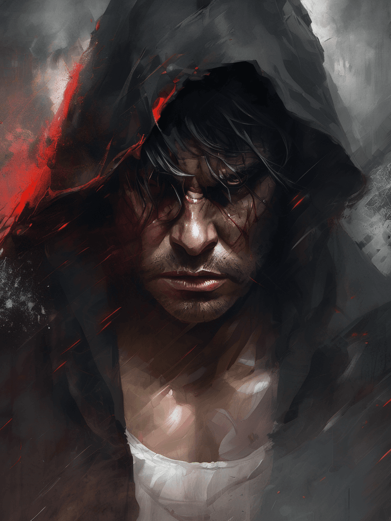 AI generated: anger personified, gloomy background, horror, brutal composition, cinematic, dramatic, digital paint...