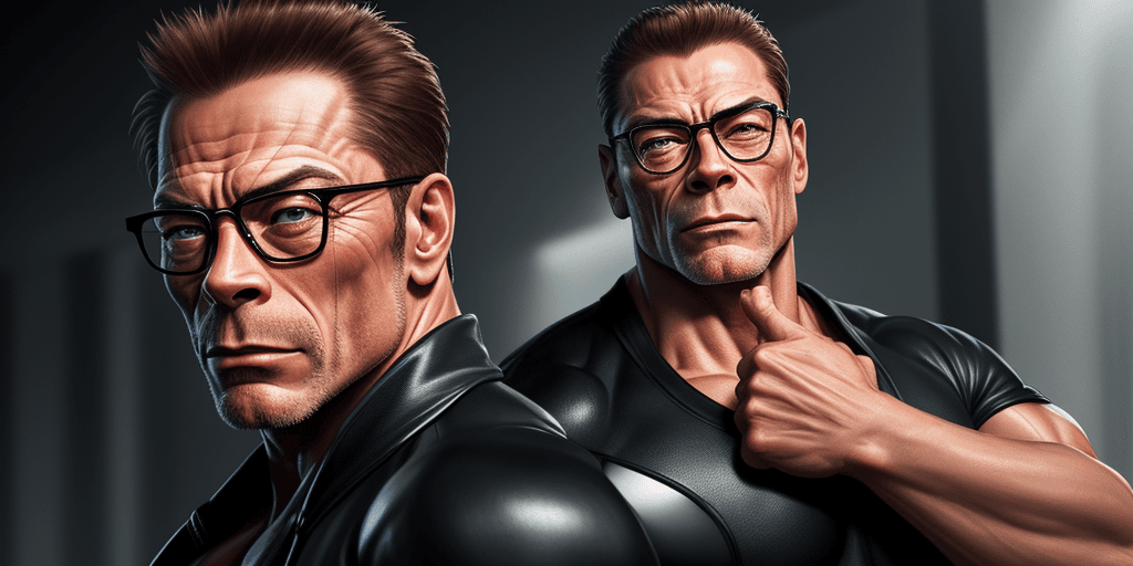 AI generated: JCVD hyper realistic is the street, wearing his suit of the action movie universal soldier