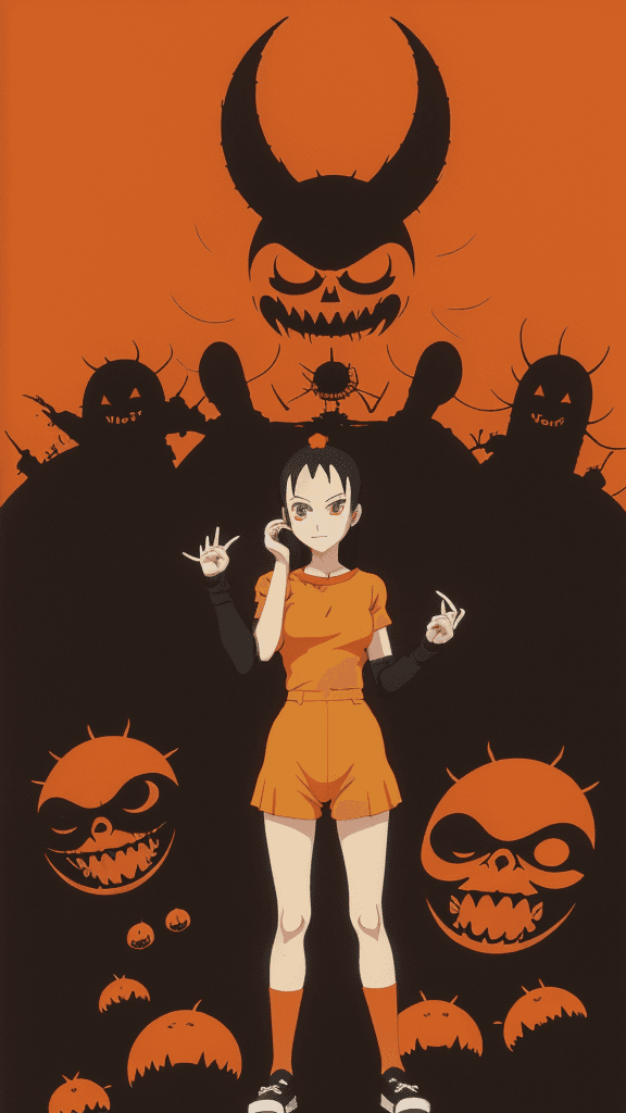 AI generated: evil Studio Ghibli 16k4d rfktrstyle"orange In a killer pose in a sadistic world" --chaos 45<lora:Vut...