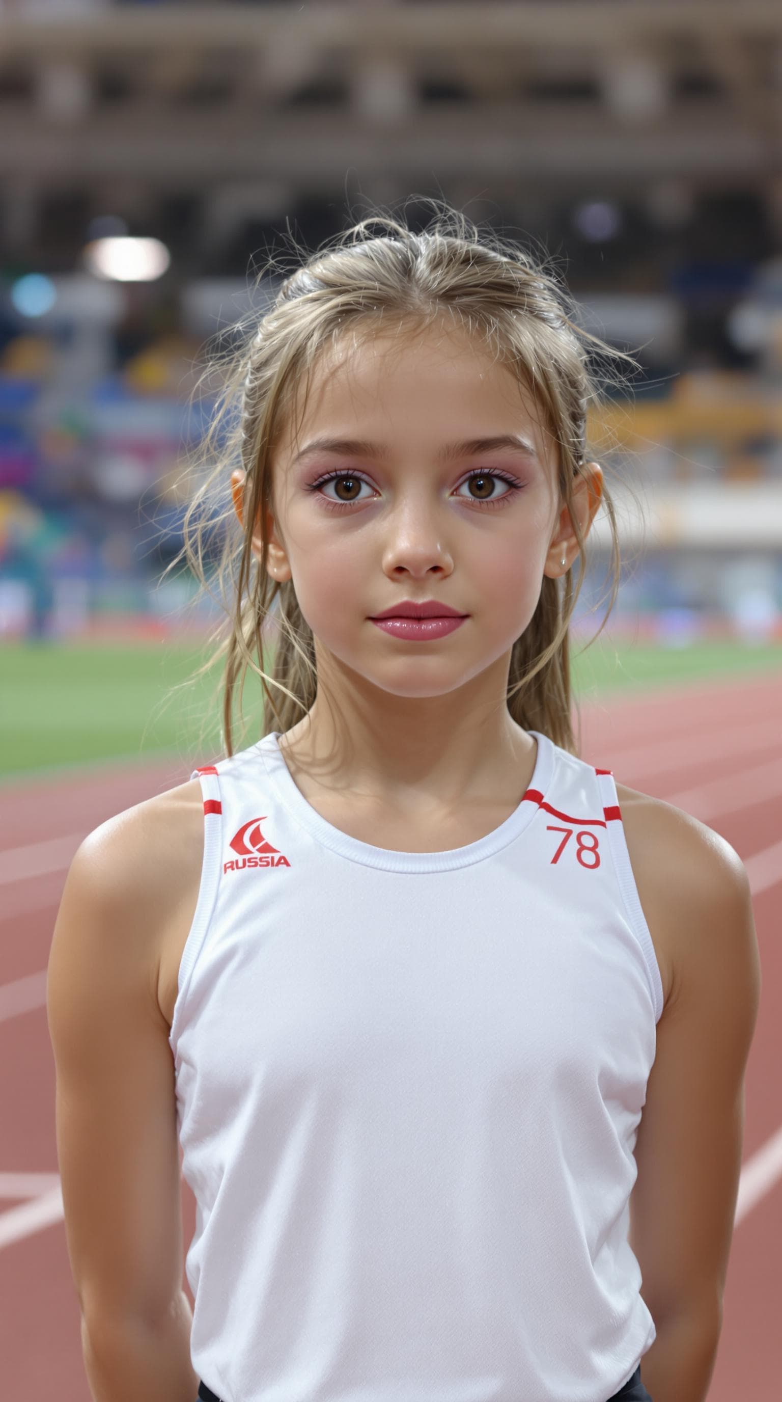 AI generated: a professional photo of a exceptionally beautiful in the world, Russian schoolgirl (age 7), (seven y...