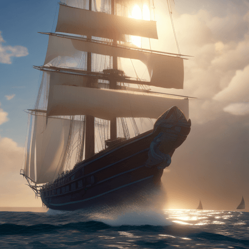 AI generated: Photo of a ultra realistic sailing ship, dramatic light, pale sunrise, cinematic lighting, battered,...