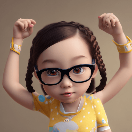 AI generated: cute, adorable,  Pixar, disnet,  8k,  love,chinese girl,black hair, wear  glasses of  white color, a...