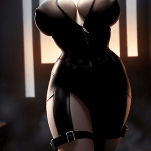 AI generated: Black widow from marvel with big breasts and a big ass, her clothes are see-through, high quality, s...