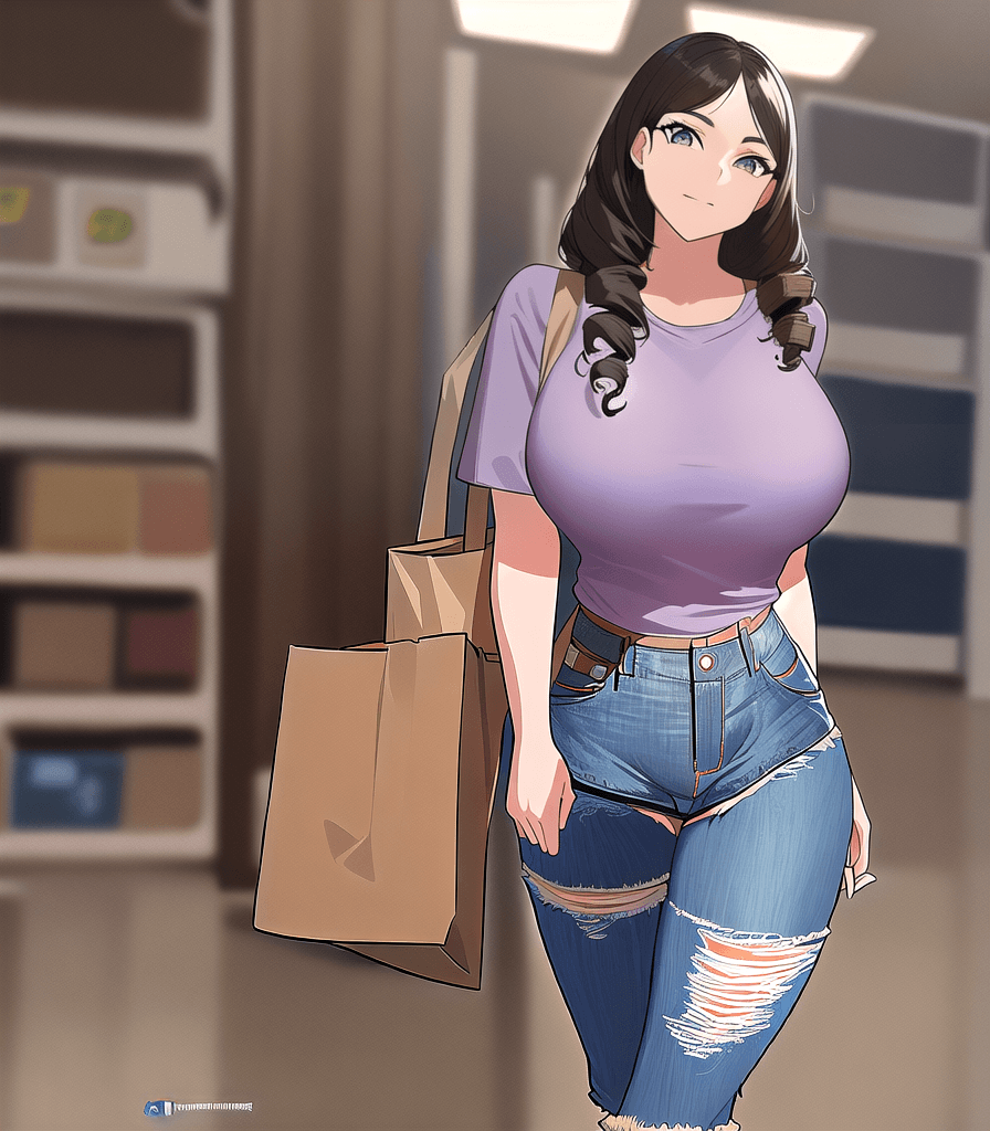 AI generated: (perfect anime illustration), 1girl, curly hair, medium hair, twin drills, brown hair, (huge breasts...