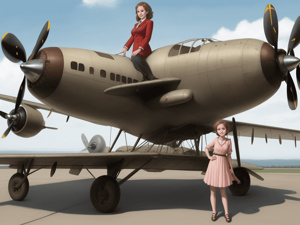 AI generated: Hyper realistic old plane with girl 