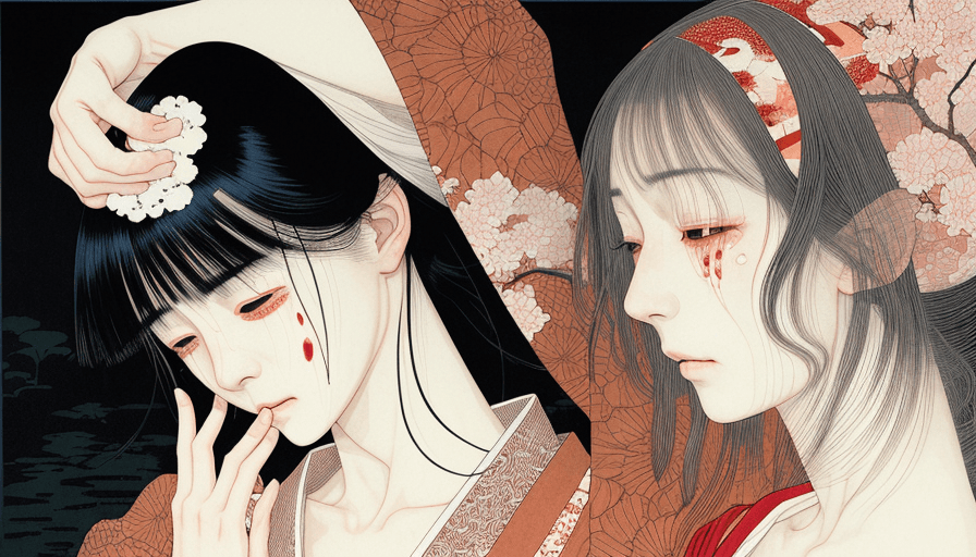 AI generated: Woman crying, artwork by Takato Yamamoto and Chika Yamada, very detailed