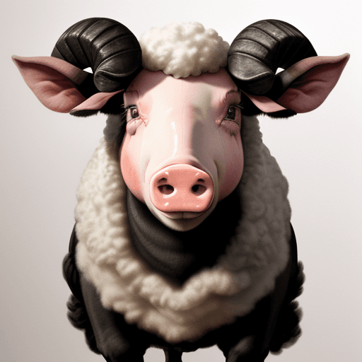AI generated: Charcoal portrait of a gene spliced biotech fusion of a sheep and pig