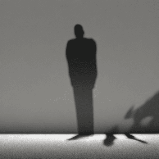 AI generated: Ultra realistic photo of a crying man's shadow. the man is sitting and it is only possible to see hi...