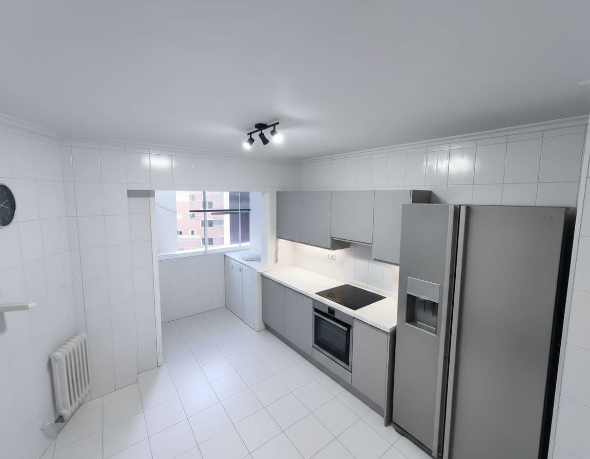 AI generated: Transforma esta cocina, en una cocina moderna, cambiando los muebles por otros mas modernos, añadien...
