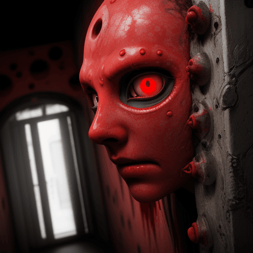 AI generated: red flesh, pulsating walls, eyes, holes