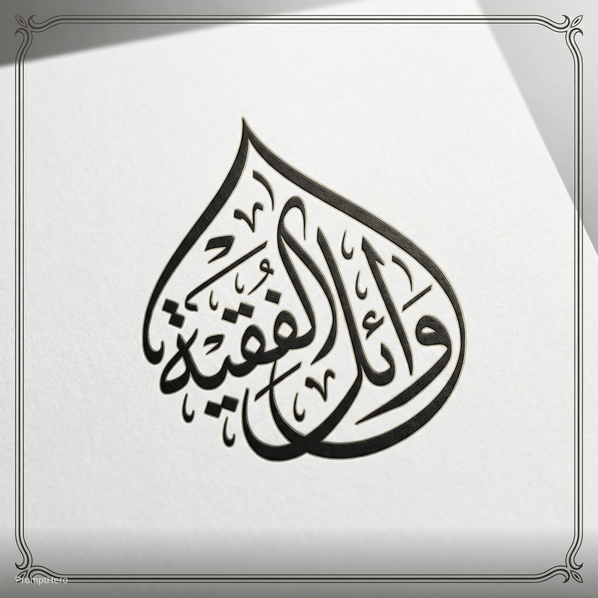 AI generated: A logo in elegant Arabic calligraphy featuring the words "وائل الفقيه," written in Thuluth script, f...