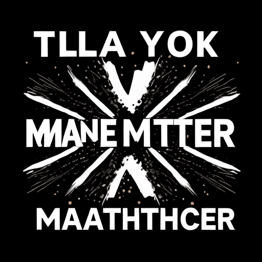 AI generated: random words related to black lives matter with splatter throw style