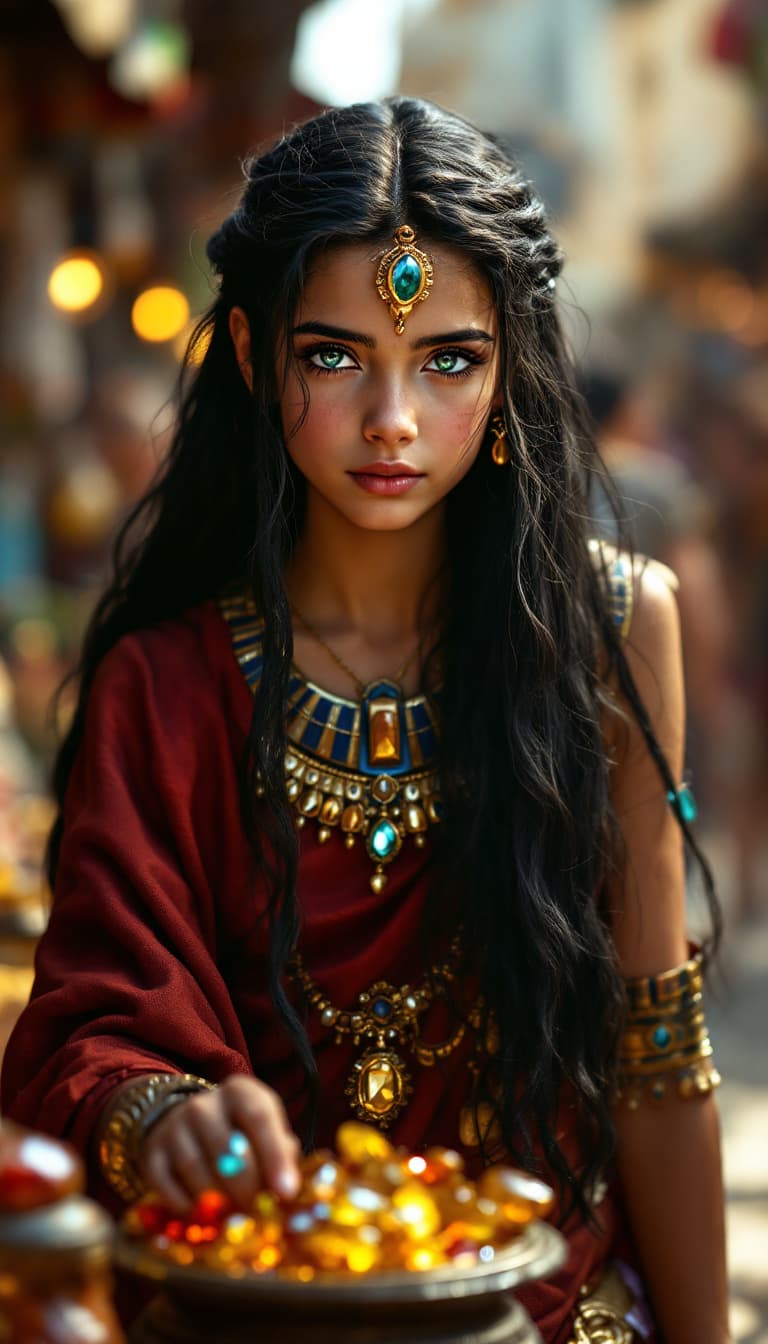 AI generated: a professional photo of a eleven year Egyptian princes,(futuristic),(masterpiece), (realistic), (per...