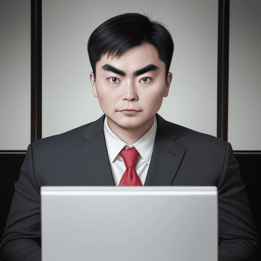 AI generated: Photo of a chinese guy as an insurance agent. age 43, height 173 cm, well-built, with thick eyebrows...